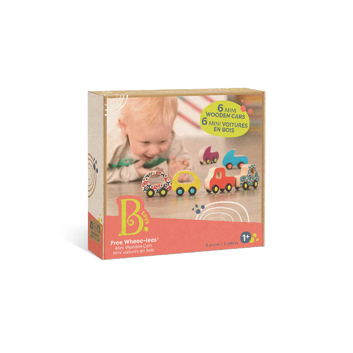 B.Toys B. Free Wheee-lees Mini Wooden Cars 6 pk - Image 5