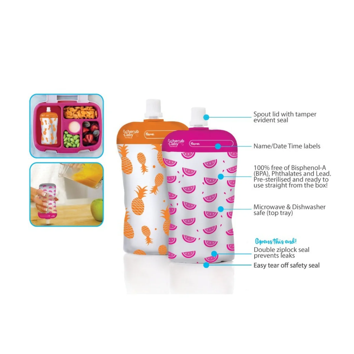 Cherub Mini Food Pouch 10 Pack - Image 5