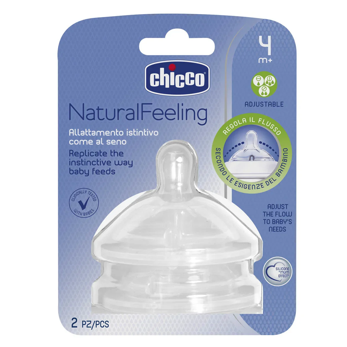 Chicco Natural Feeling Adjust Teat 4m+ - 2 Pack - Image 2