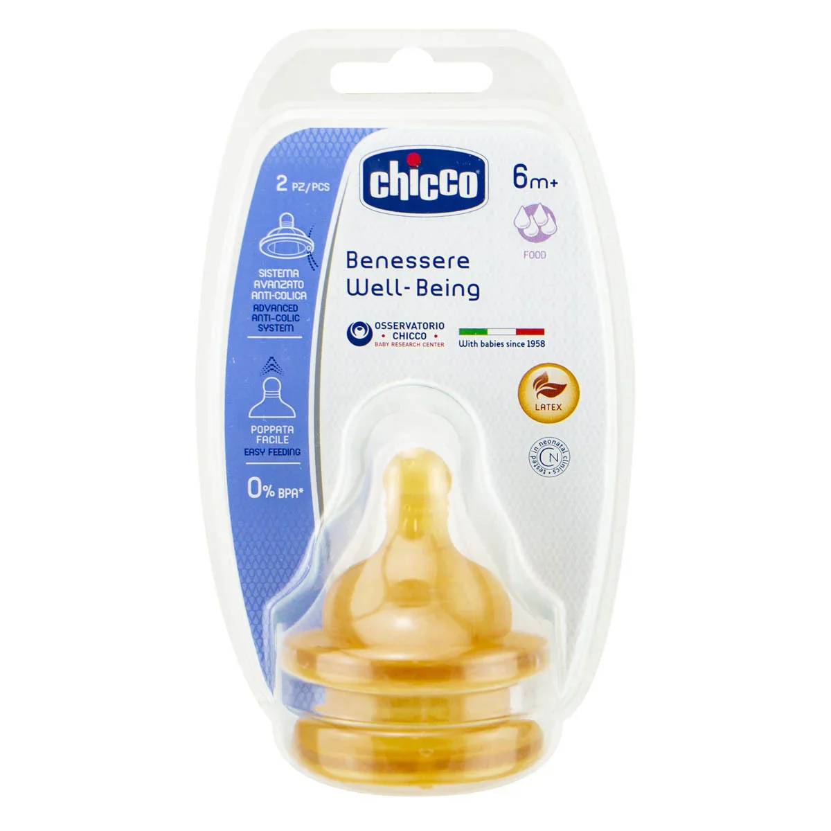 Chicco Well-Being Latex Teat Variable Flow - 2 Pack - Image 2