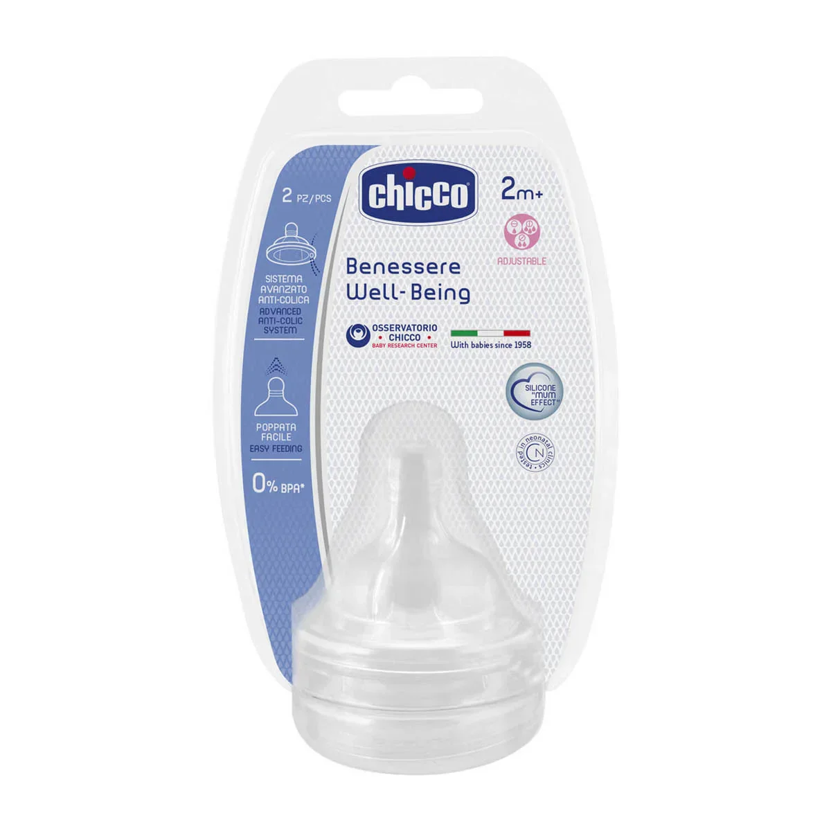 Chicco Well-Being Teat 2m+ Adjustable Flow - 2 Pack - Image 2
