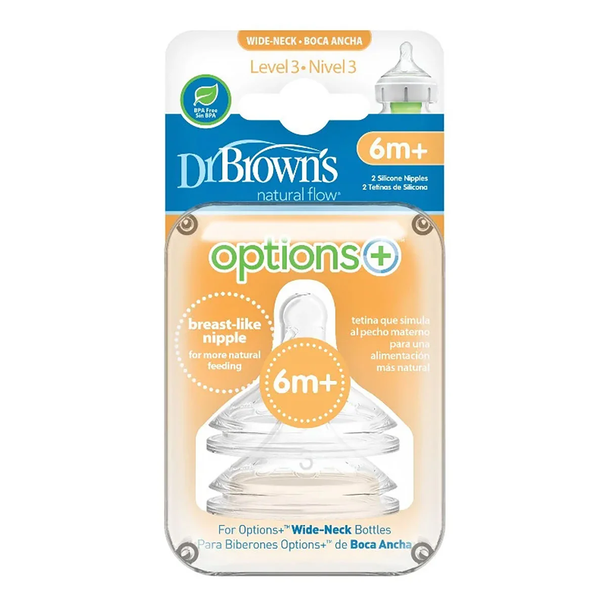 Dr Browns Options+ Wide Neck Teat Level 3 - 2 Pack