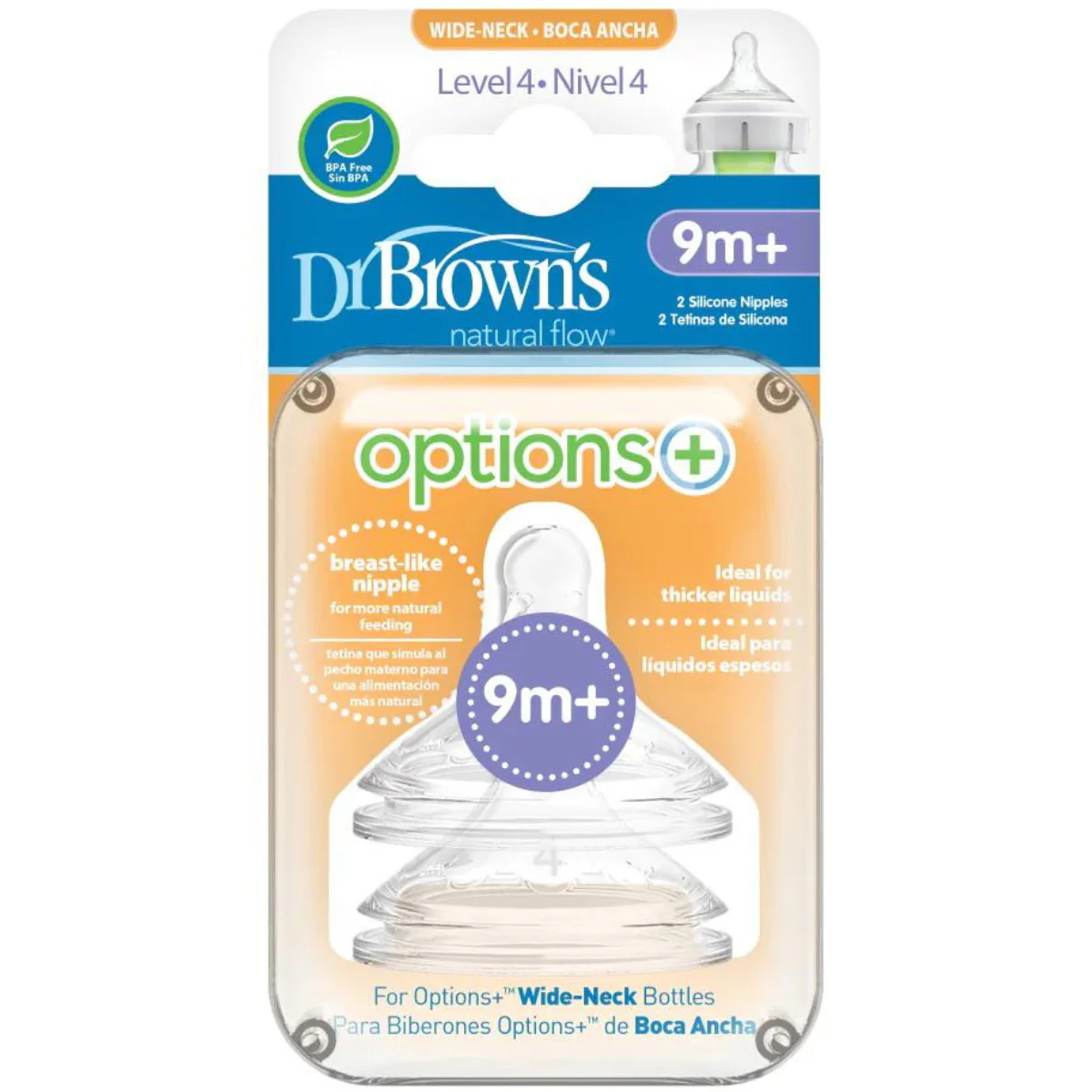 Dr Browns Options+ Wide Neck Teat Level 4 - 2 Pack