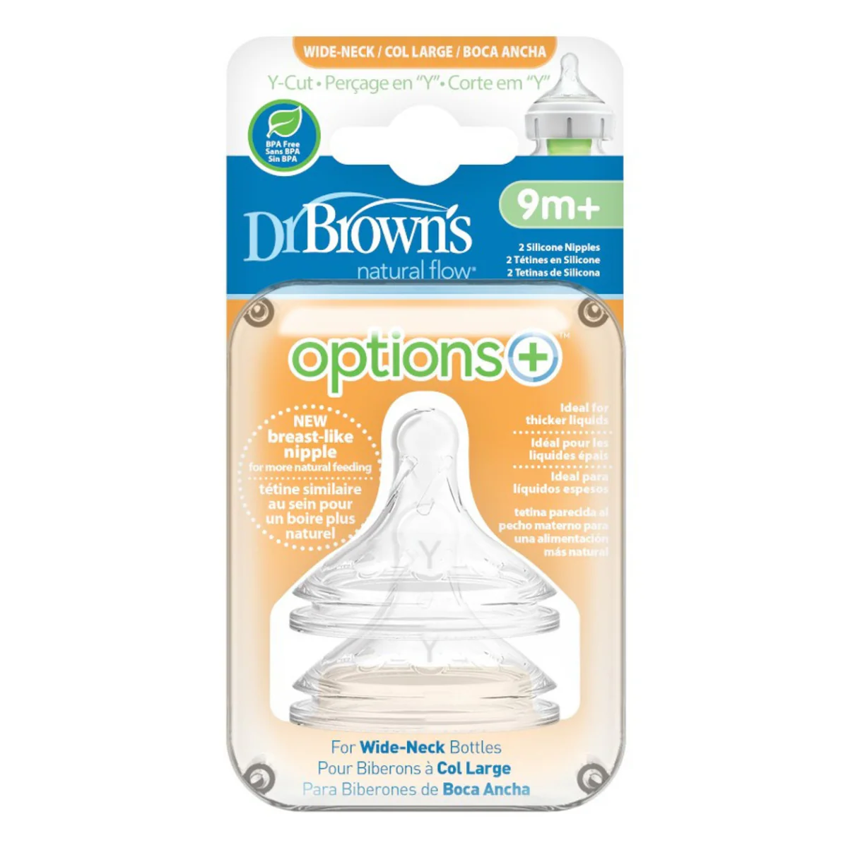 Dr Browns Wide Neck Teat Y-Cut - 2 Pack