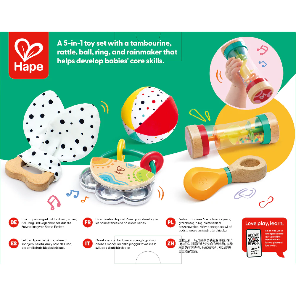 Hape Play Essentials 5 in 1 Baby Sensory Set - Image 14