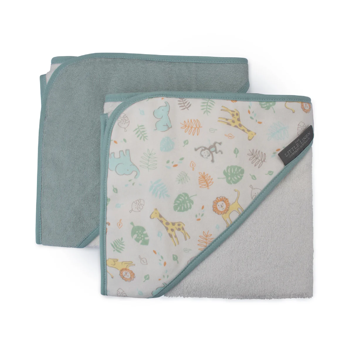 Little Linen Hooded Towel 2pk Savannah Giraffe - Image 3