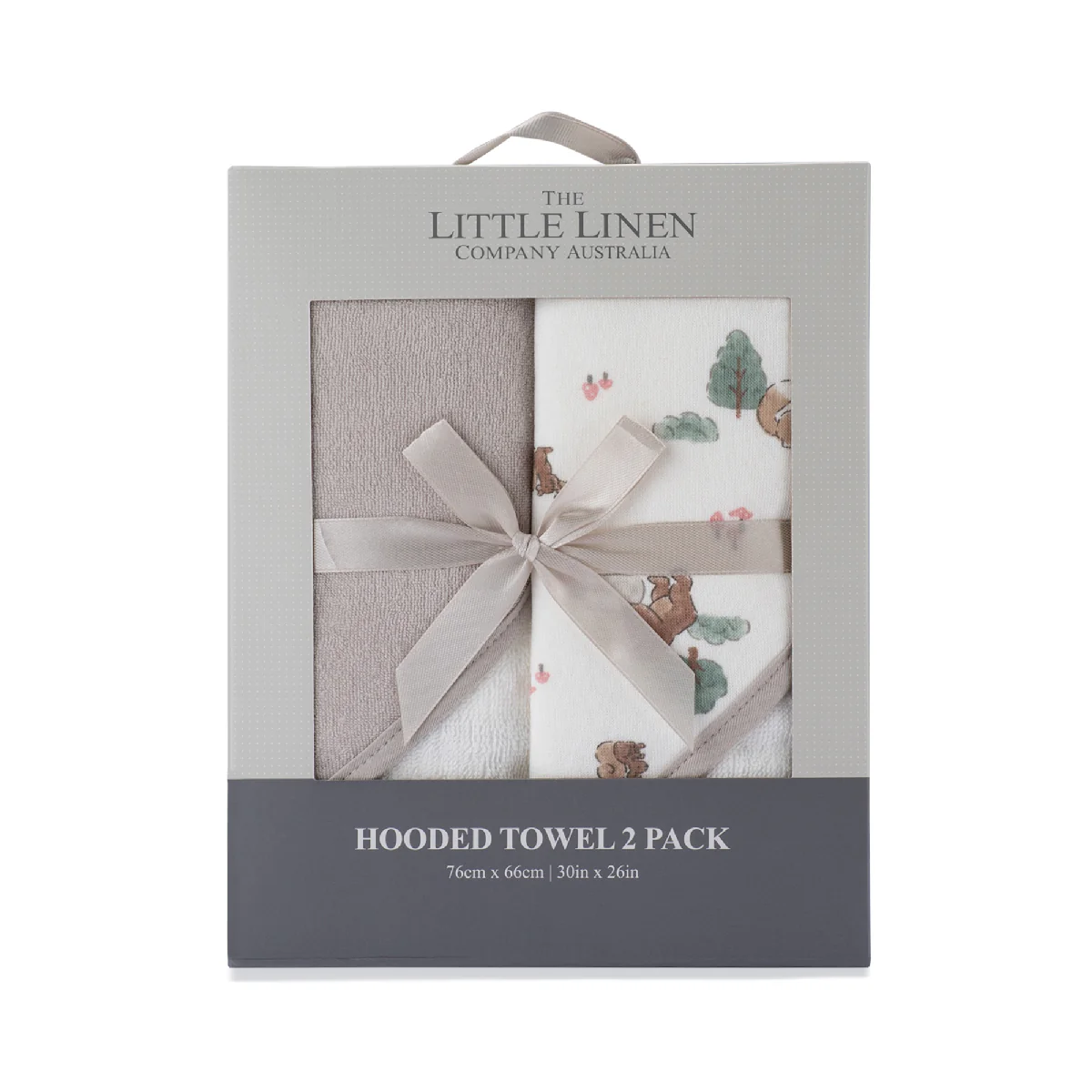 Little Linen Hooded Towel 2pk Willow Bear