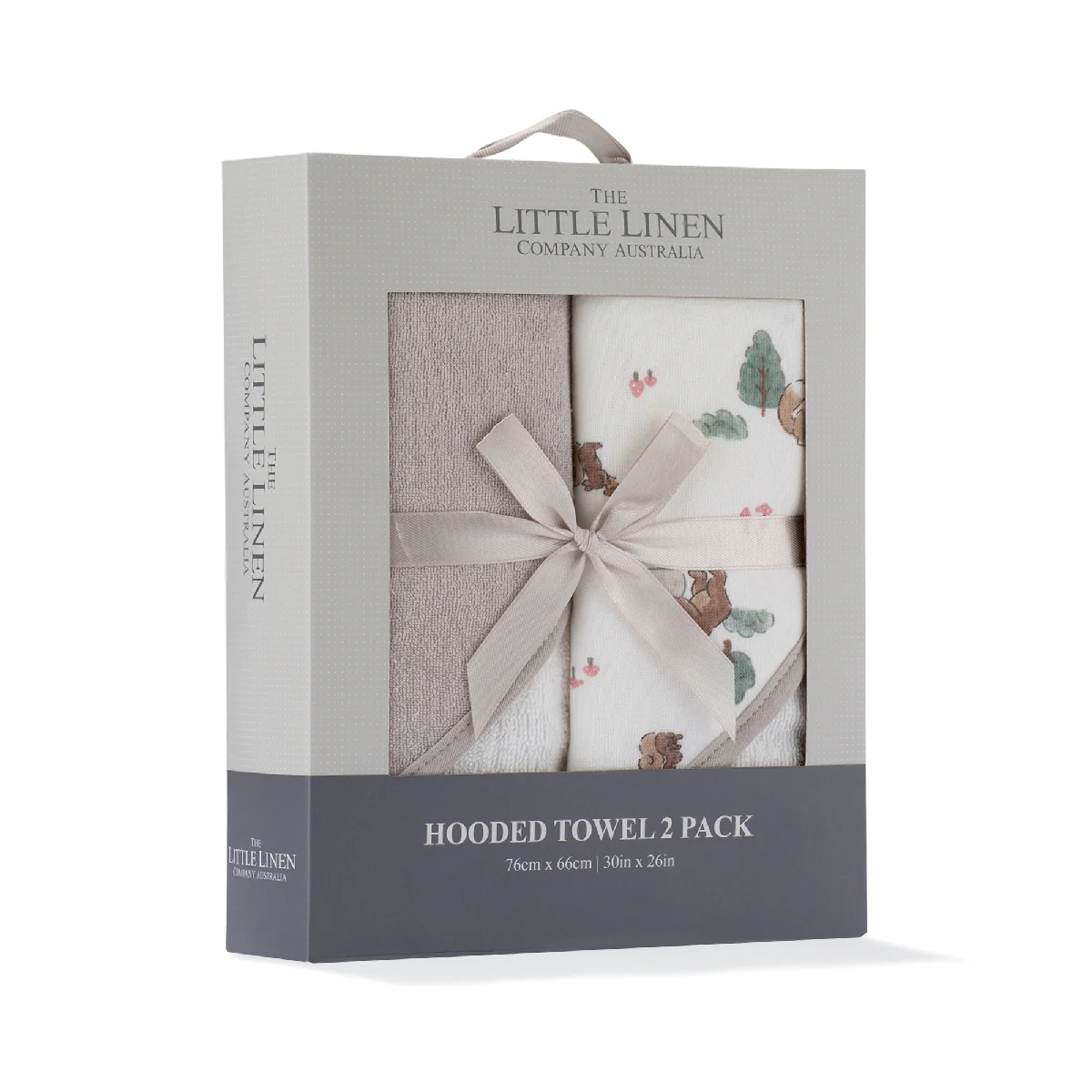 Little Linen Hooded Towel 2pk Willow Bear - Image 2