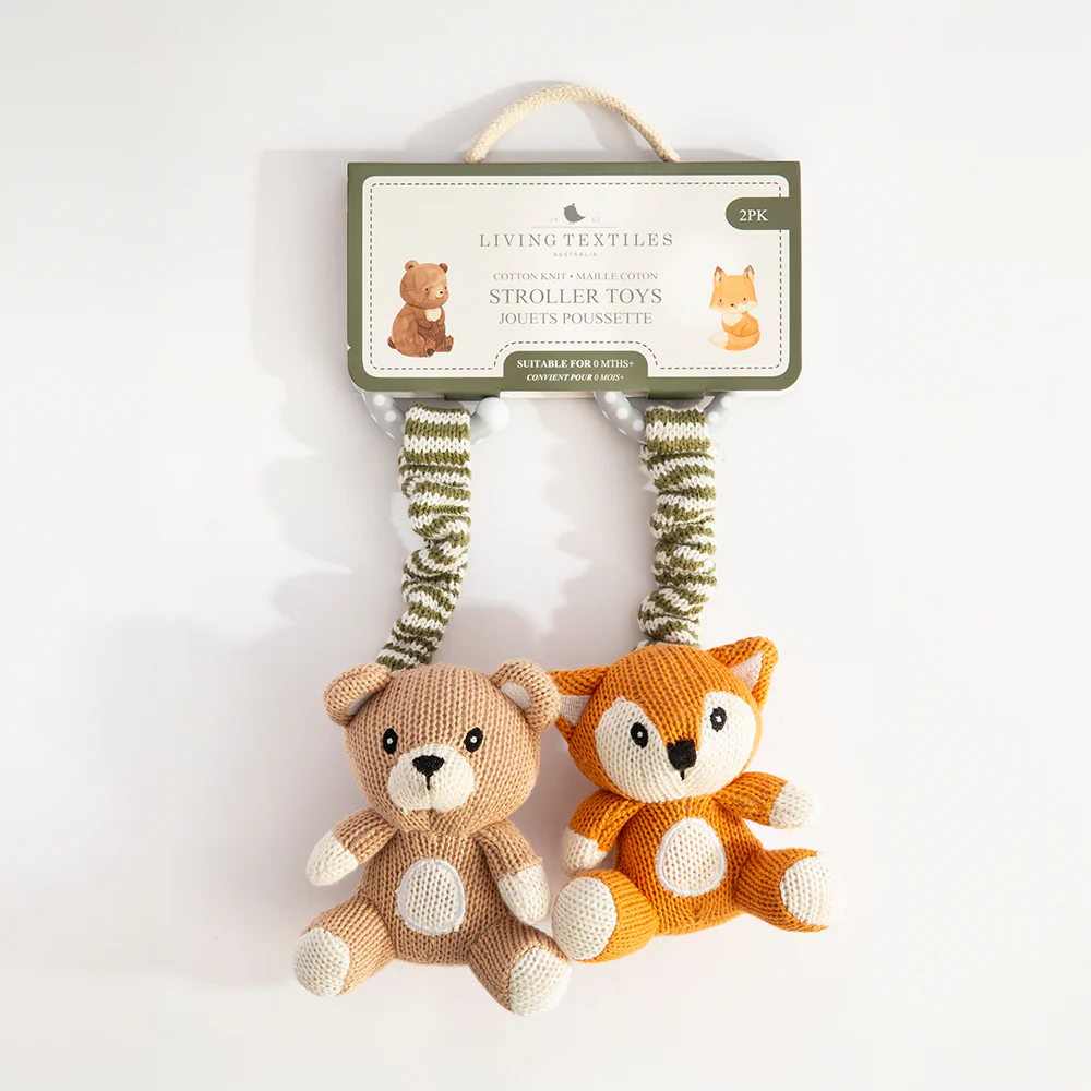 Living Textiles Bear & Fox - Stroller Toy 2pk - Image 3