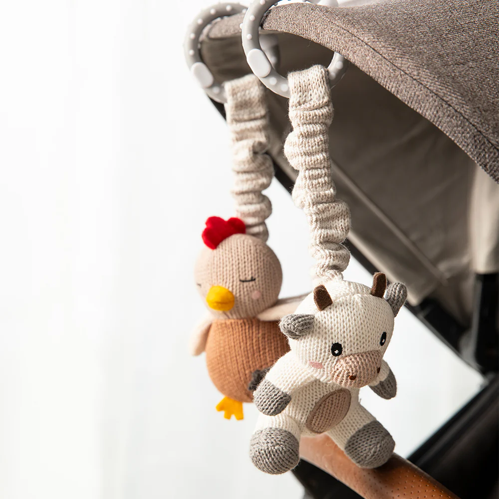 Living Textiles Cow & Chicken - 2pk Stroller Toy - Image 3