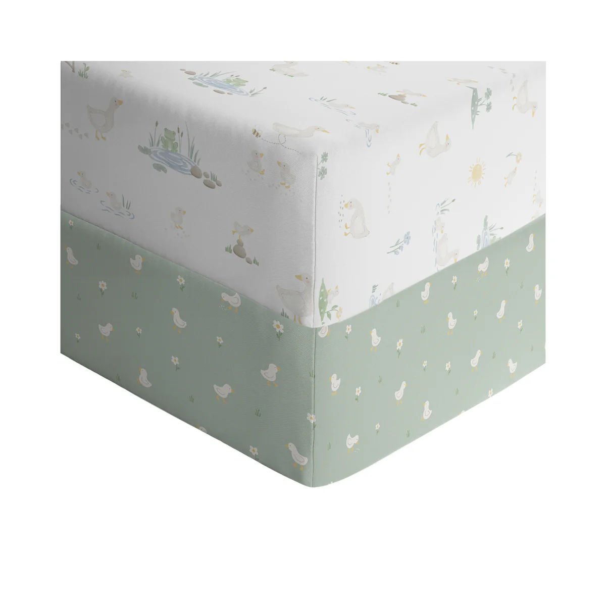 Living Textiles Goosey Goosey Jersey Cot Fitted Sheet 2pk
