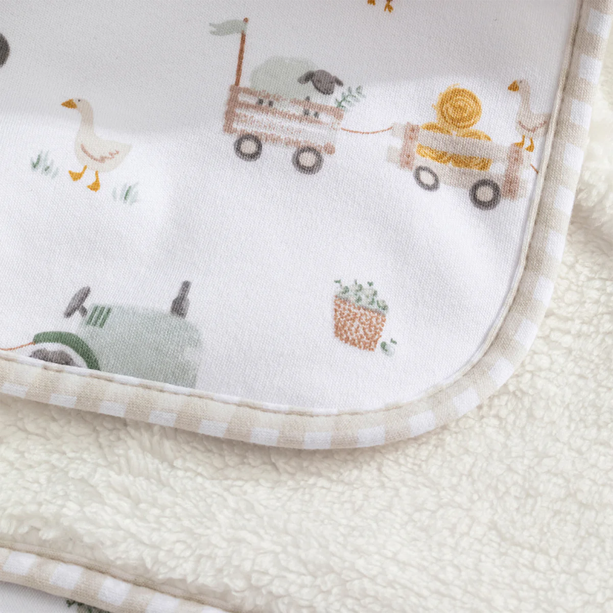 Living Textiles Tractor Ride - Jersey Sherpa Pram Blanket - Image 4