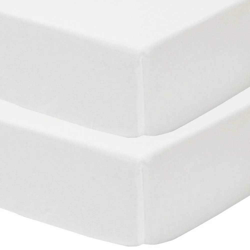 Living Textiles White Jersey Cot Fitted Sheet 2pack