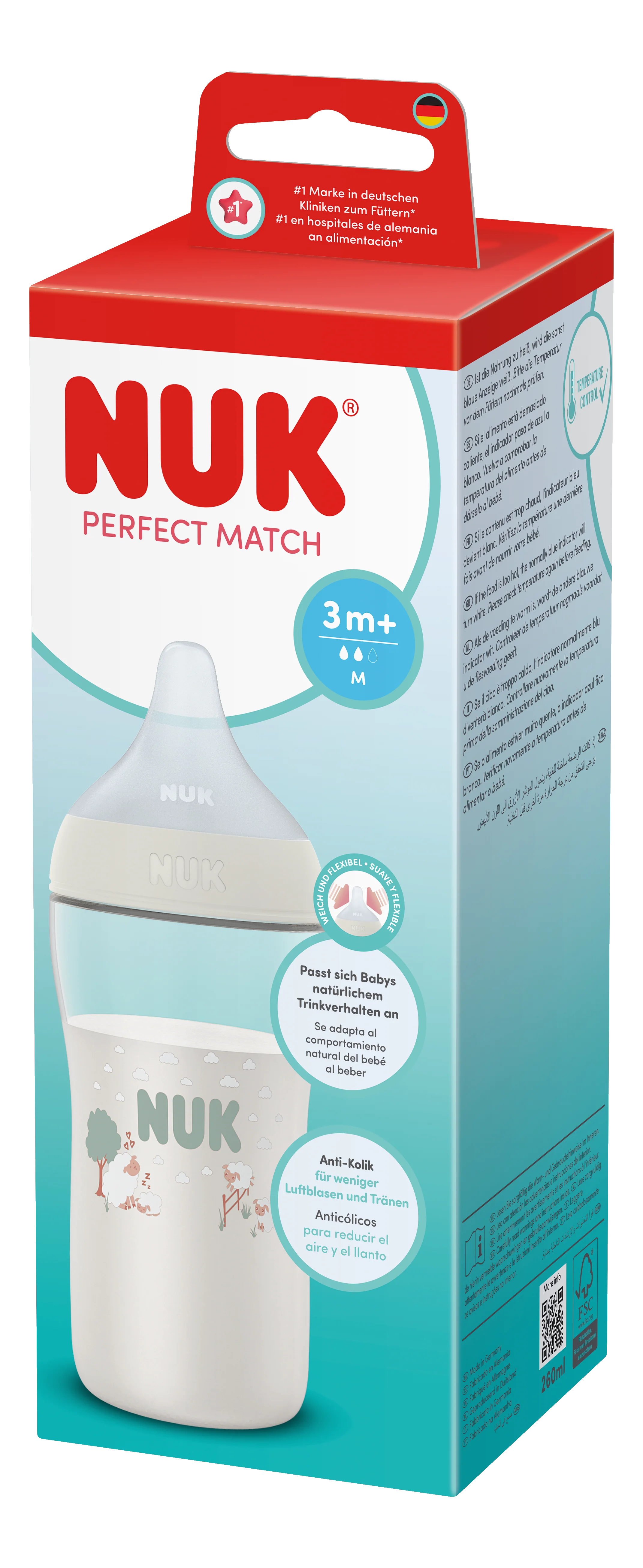 NUK Perfect Match PP Bottle 260ml / 3m+ M Teat - Image 11