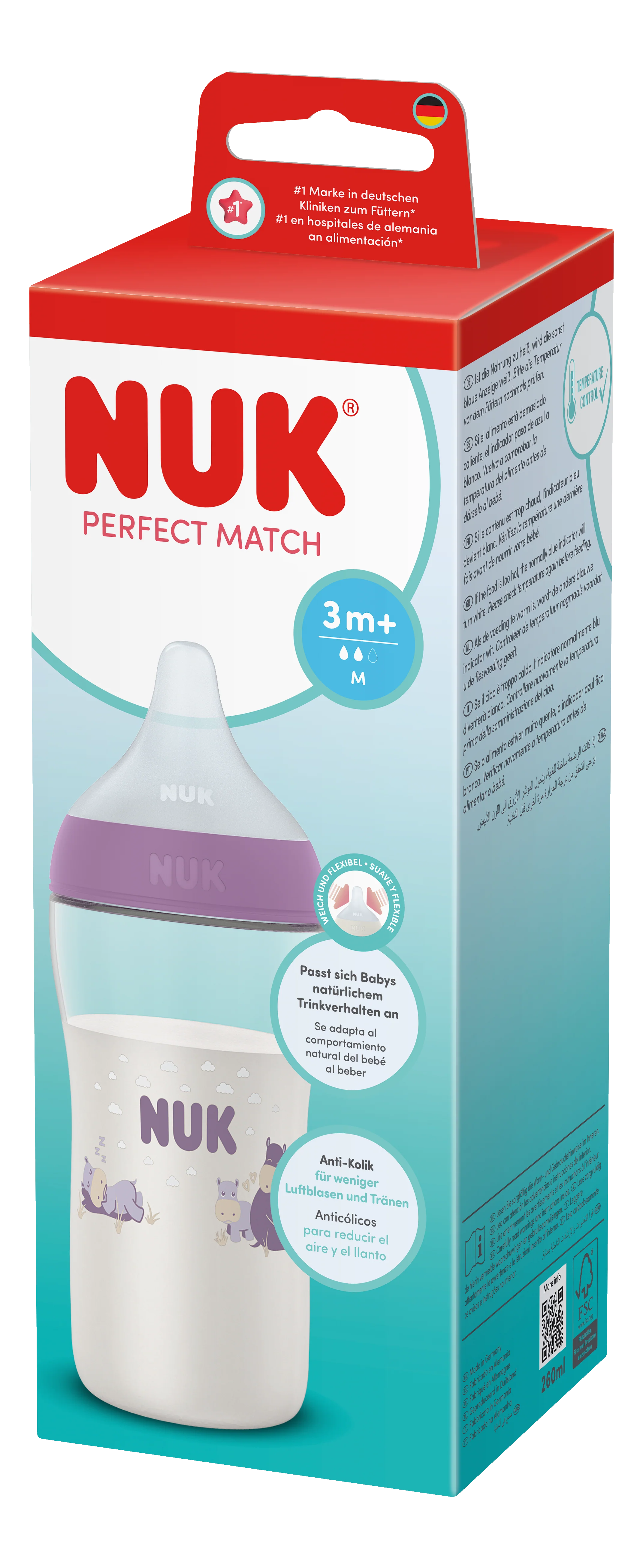 NUK Perfect Match PP Bottle 260ml / 3m+ M Teat - Image 8