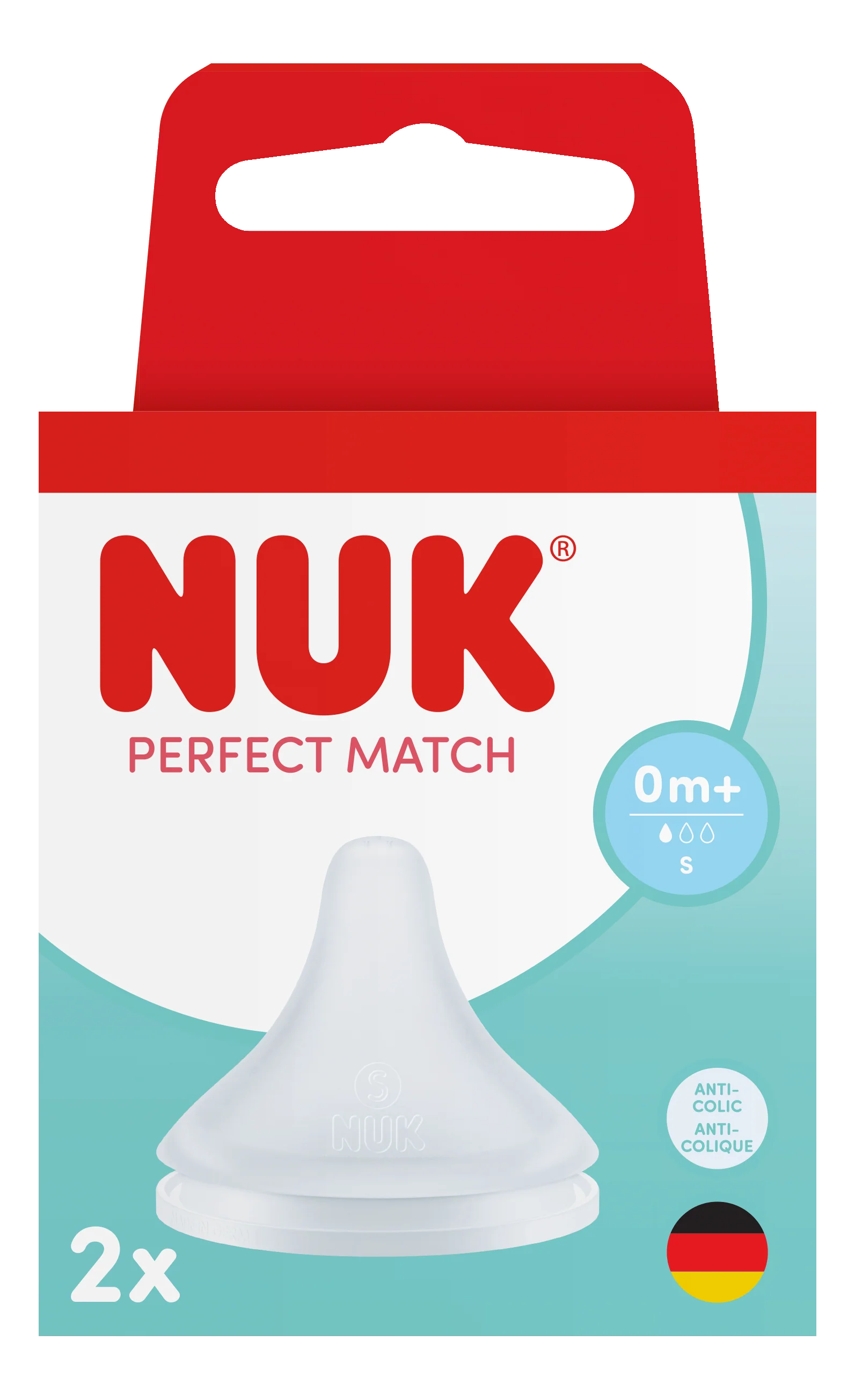 NUK Perfect Match Silicone Teats 0m+ small hole - 2pk
