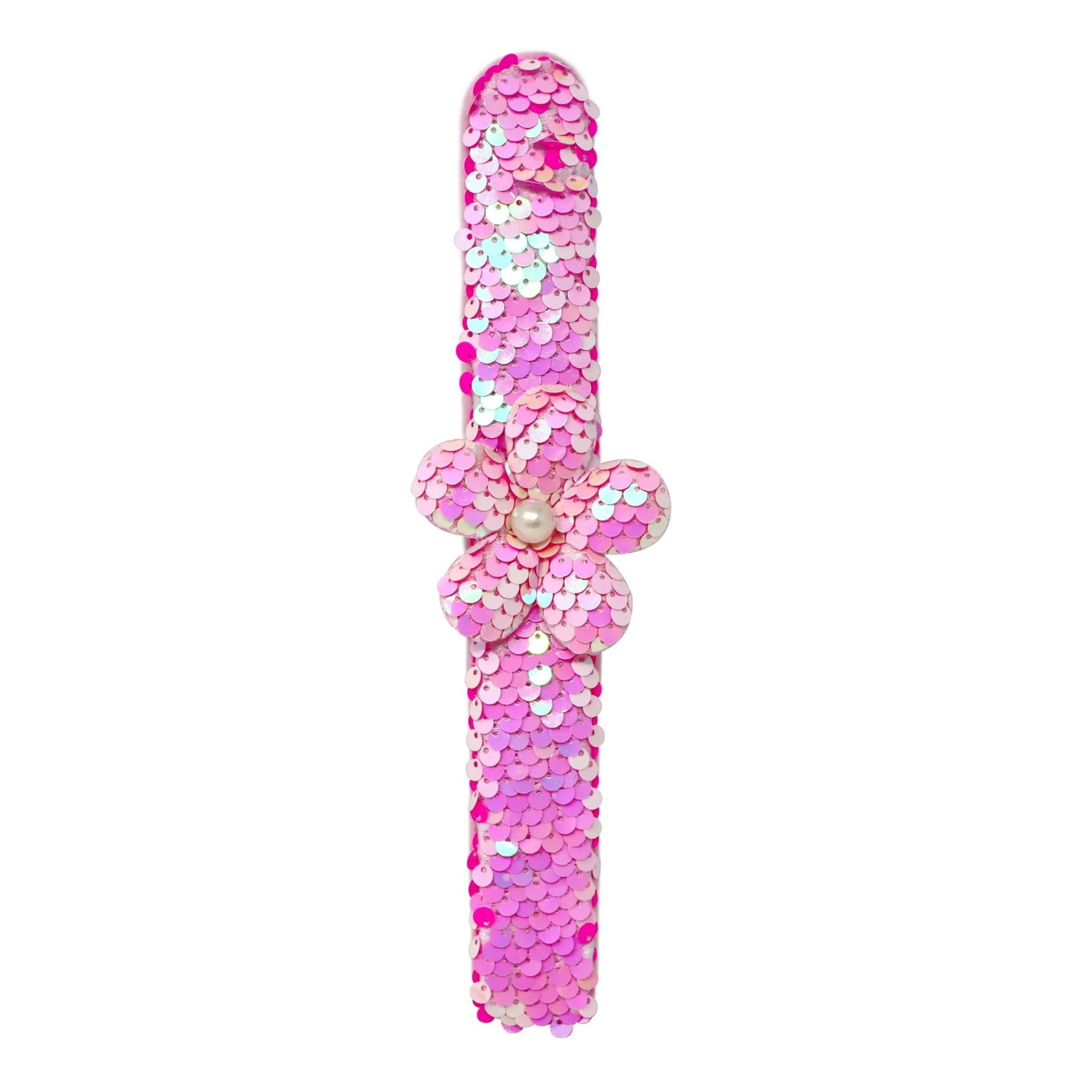 Pink Poppy Flower Sequin Slap Bracelet 3 Assort - Image 10