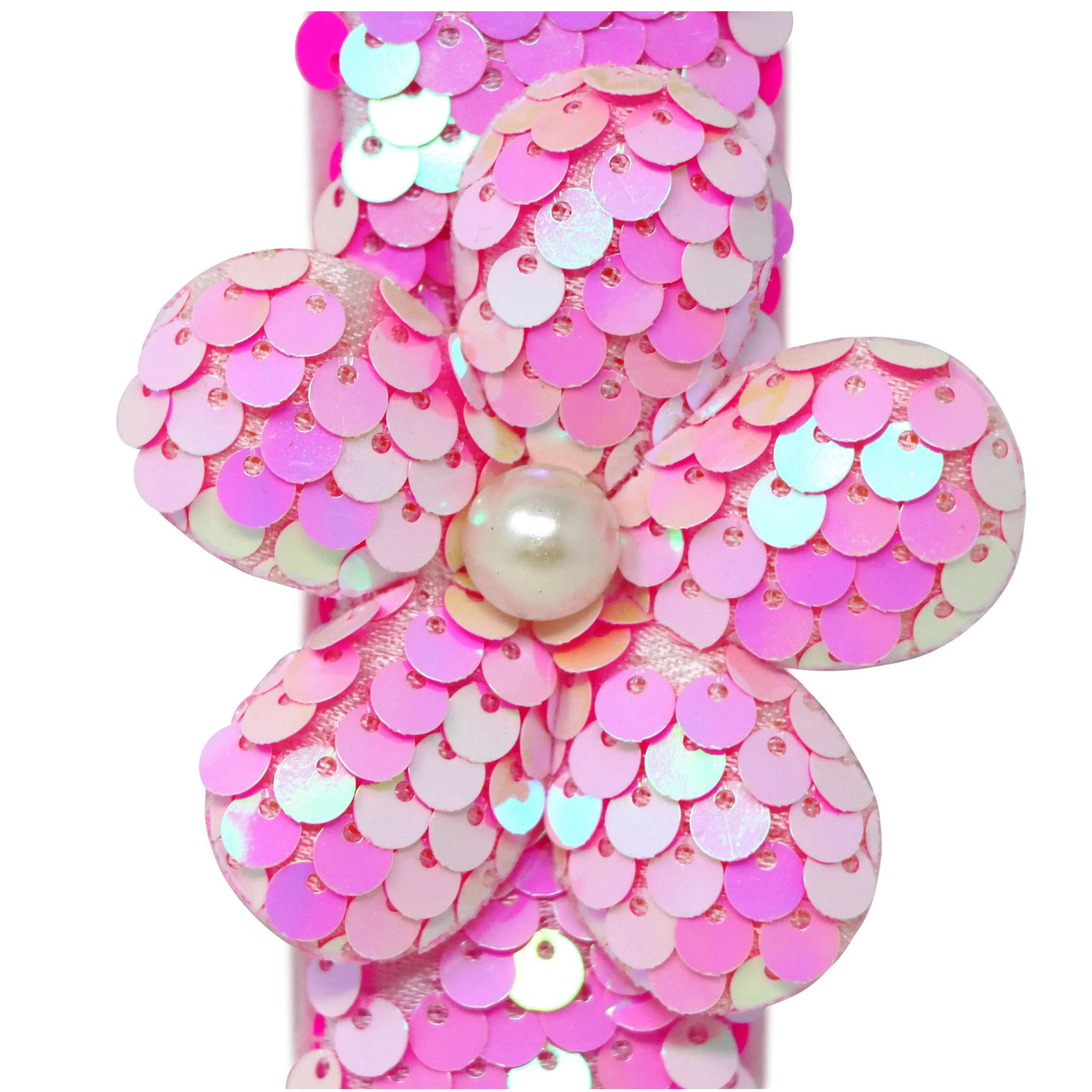 Pink Poppy Flower Sequin Slap Bracelet 3 Assort - Image 3