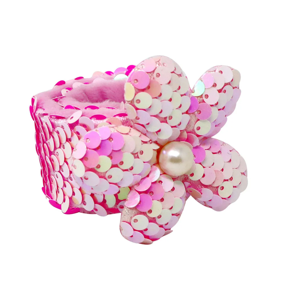 Pink Poppy Flower Sequin Slap Bracelet 3 Assort - Image 6