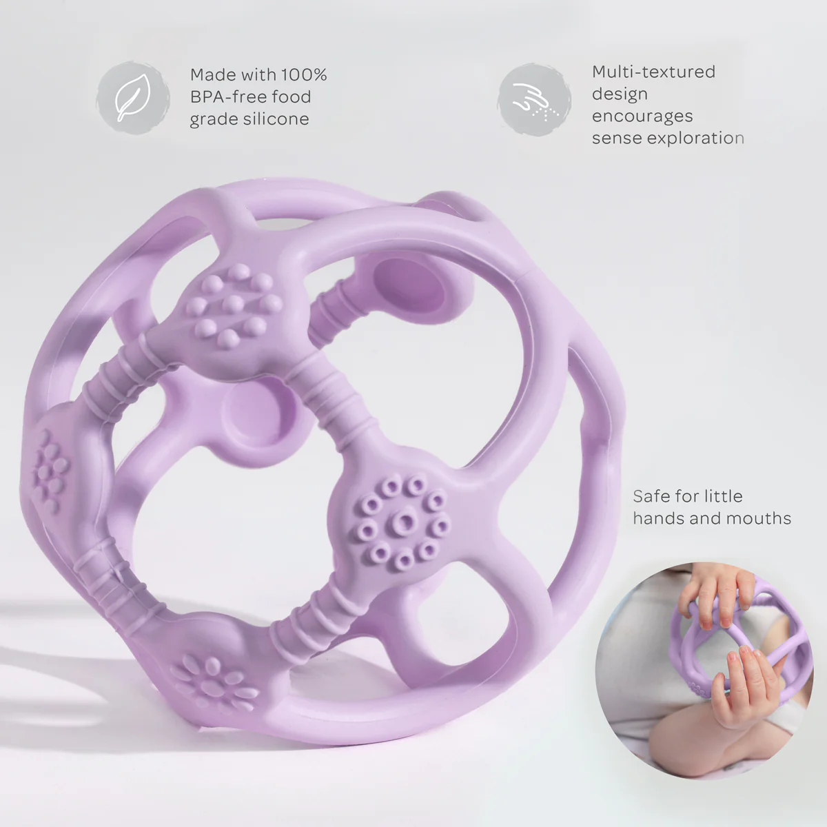 Playground Silicon Teether Balls Light Purple - Image 3