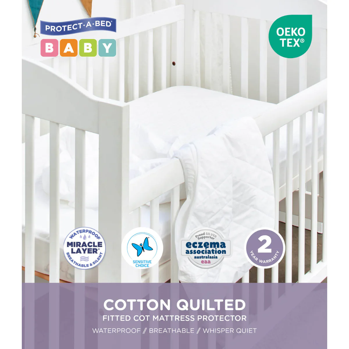 Protect-A-Bed Quilted Cotton Fitted Cot Mattress Protector - Image 8